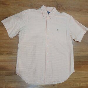 Polo Ralph Lauren Shirt XL Classic Fit Orange Gingham Button Down Brown Pony